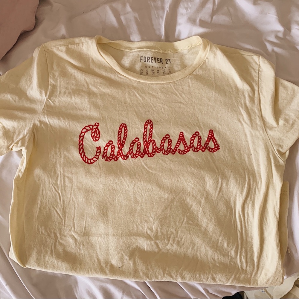 Forever 21 Pastel Yellow Graphic Tee